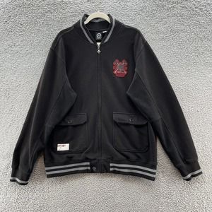 LRG Clothing Equipment Jacket Mens 2XL Black Full Zip Varsity Sweatshirt Coat